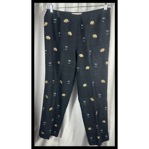Peter Martin Dress Pants Womens 10 Black Elephant Palm Tree Embroidered Novelty